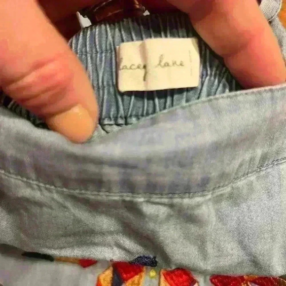 Lacey Lane Girls Embroidered Jumper Size 5 Boho Chambray Colorful Adjustable - Picture 4 of 5